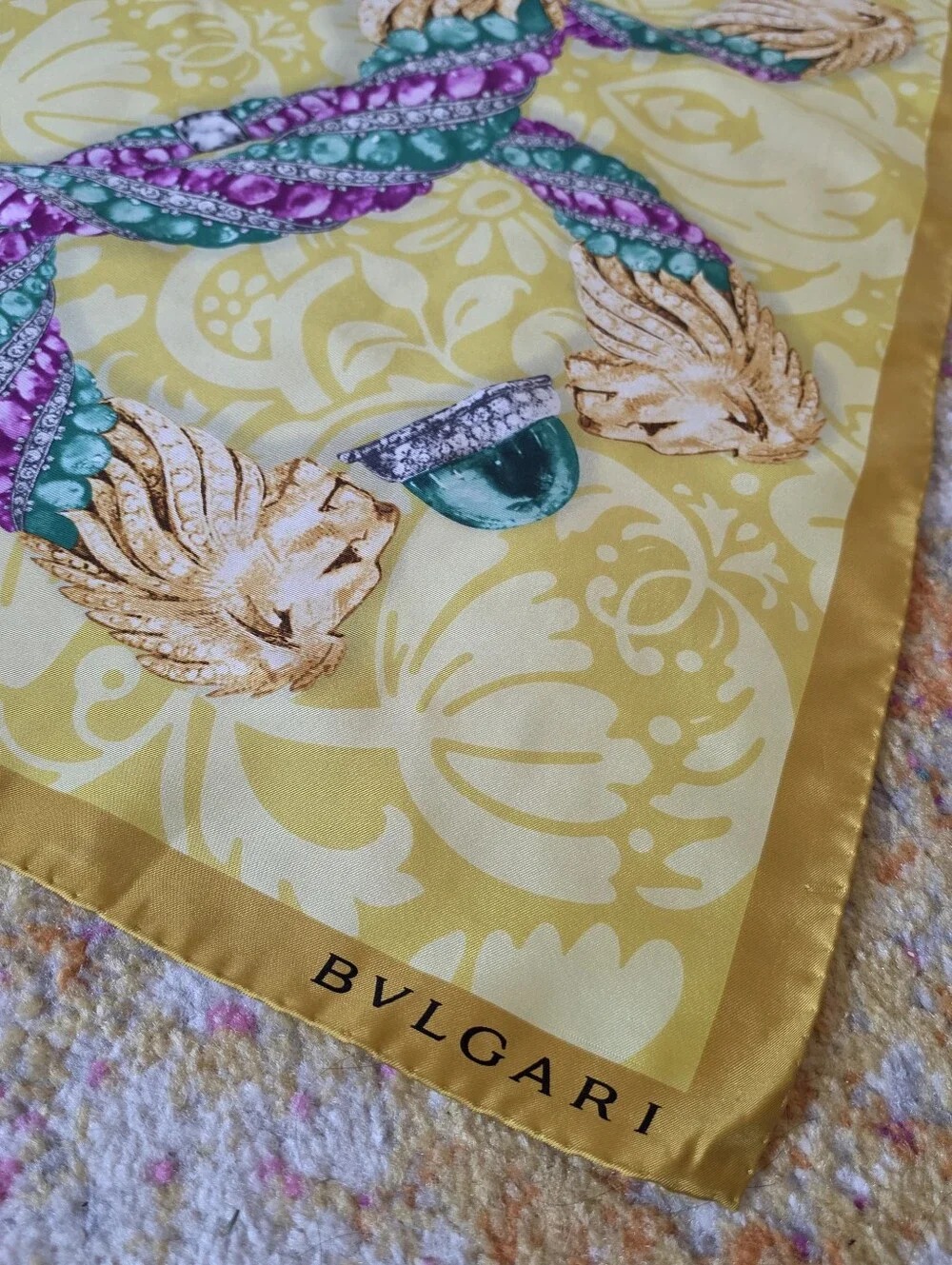 Authentuc Bvlgari Yellow Silk Scarf